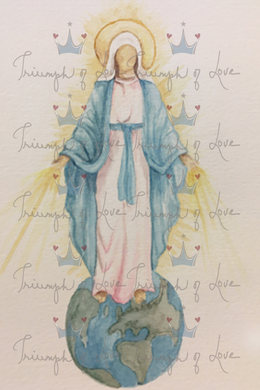 Original Our Lady of Grace Watercolor Print by SCTJM