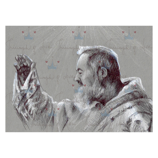 Original St. Padre Pio Blessing Print by SCTJM