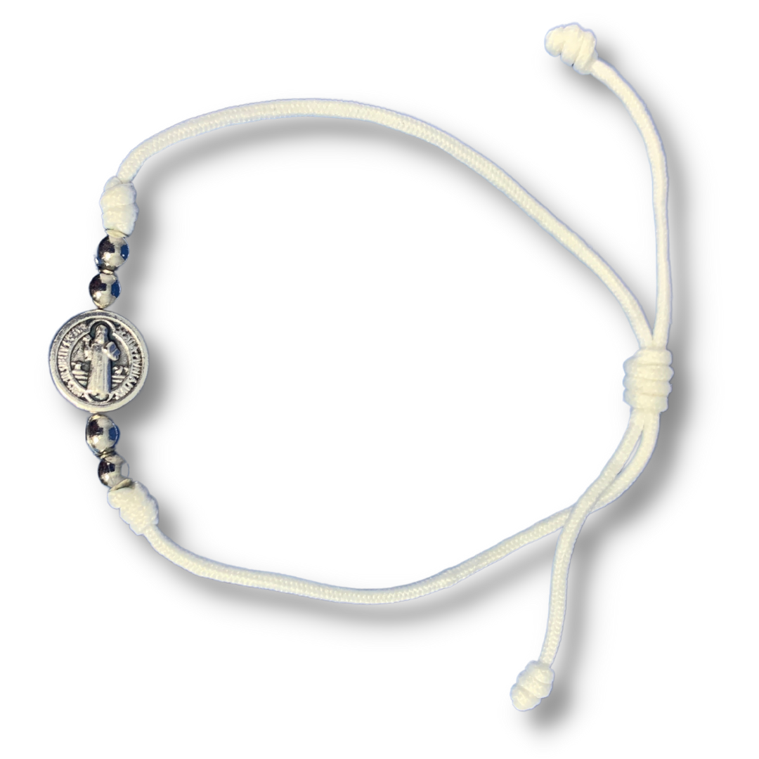 Cord Bracelet with St. Benedict Medal of Assorted Colors