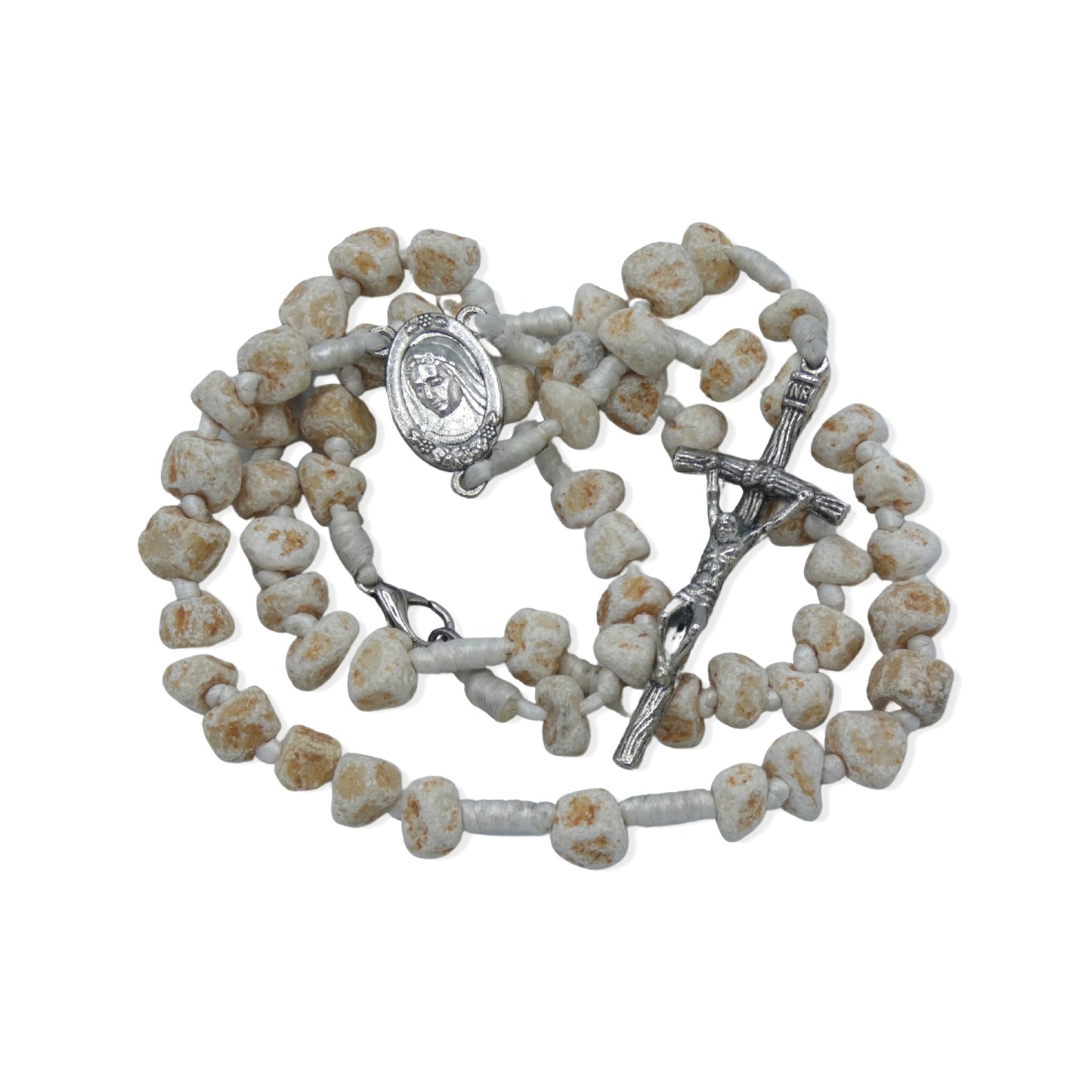 Queen of Peace Stone Rosary with JPII Crucifix
