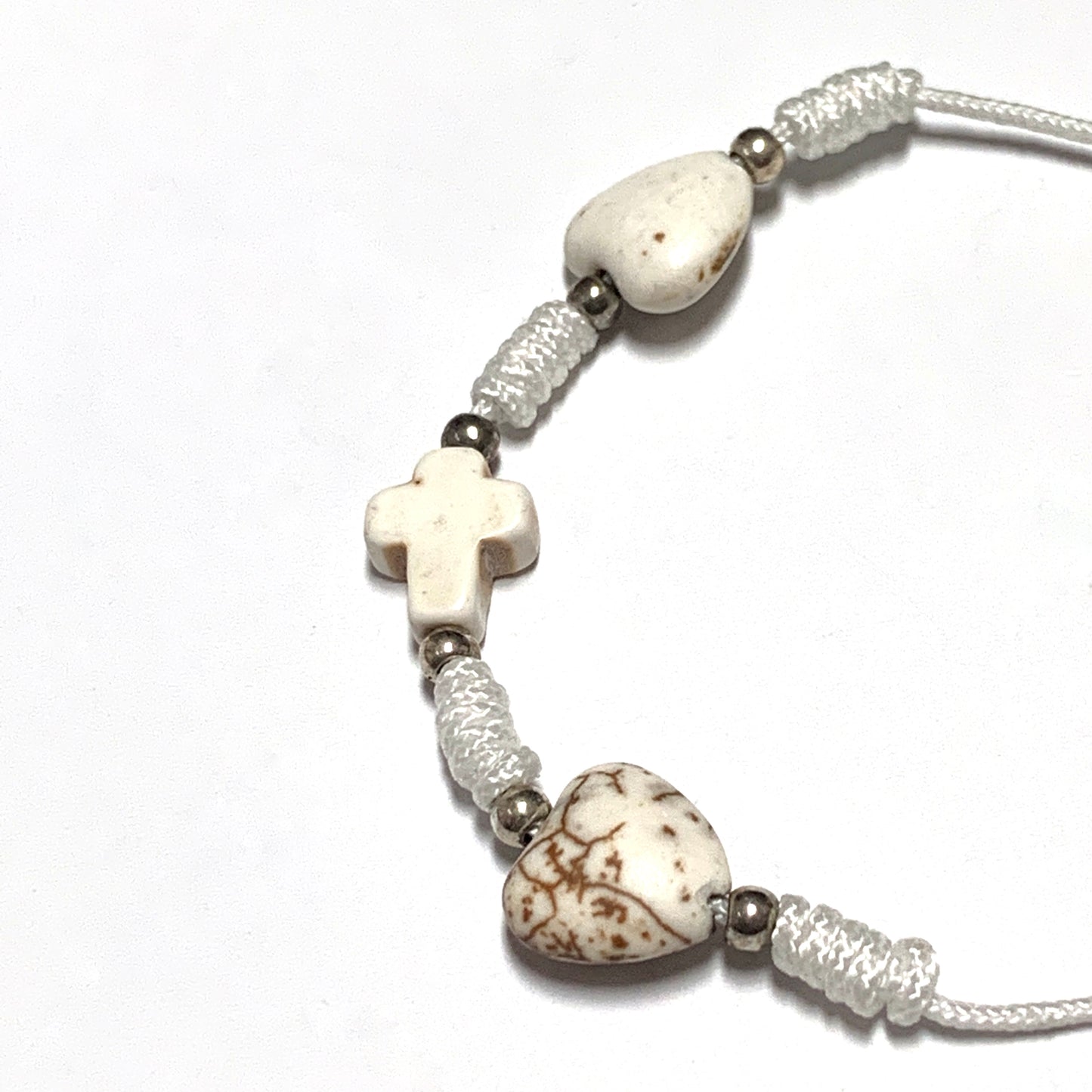 Queen of Peace Stone Heart and Cross Bracelet of Assorted Colors