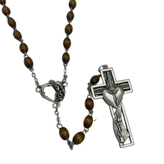 Wood Immaculate Heart Fatima Rosary