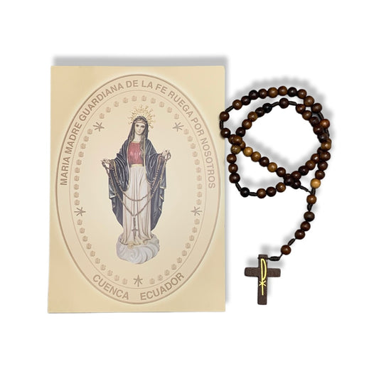 Wood Rosary with Image