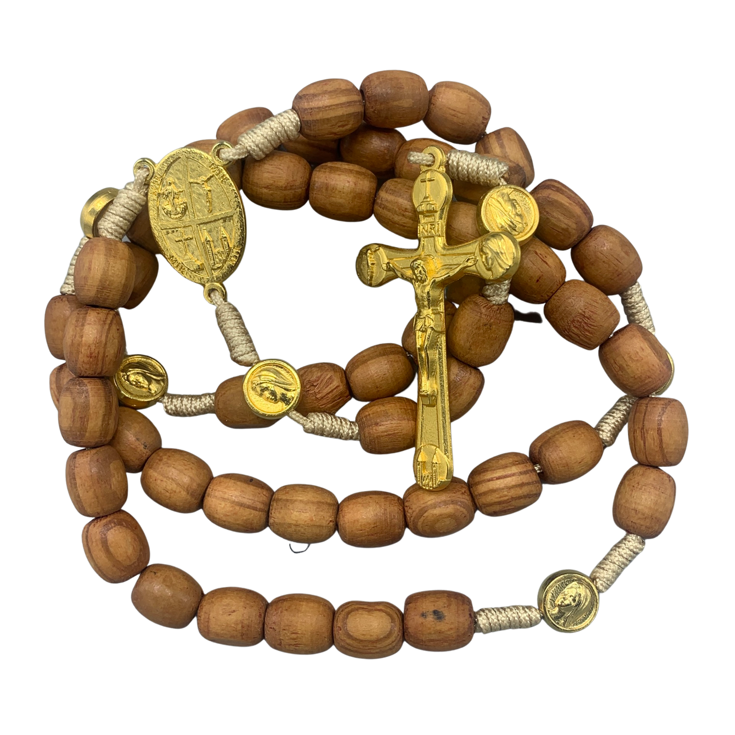 Wood Rosary with Queen of Peace Medals