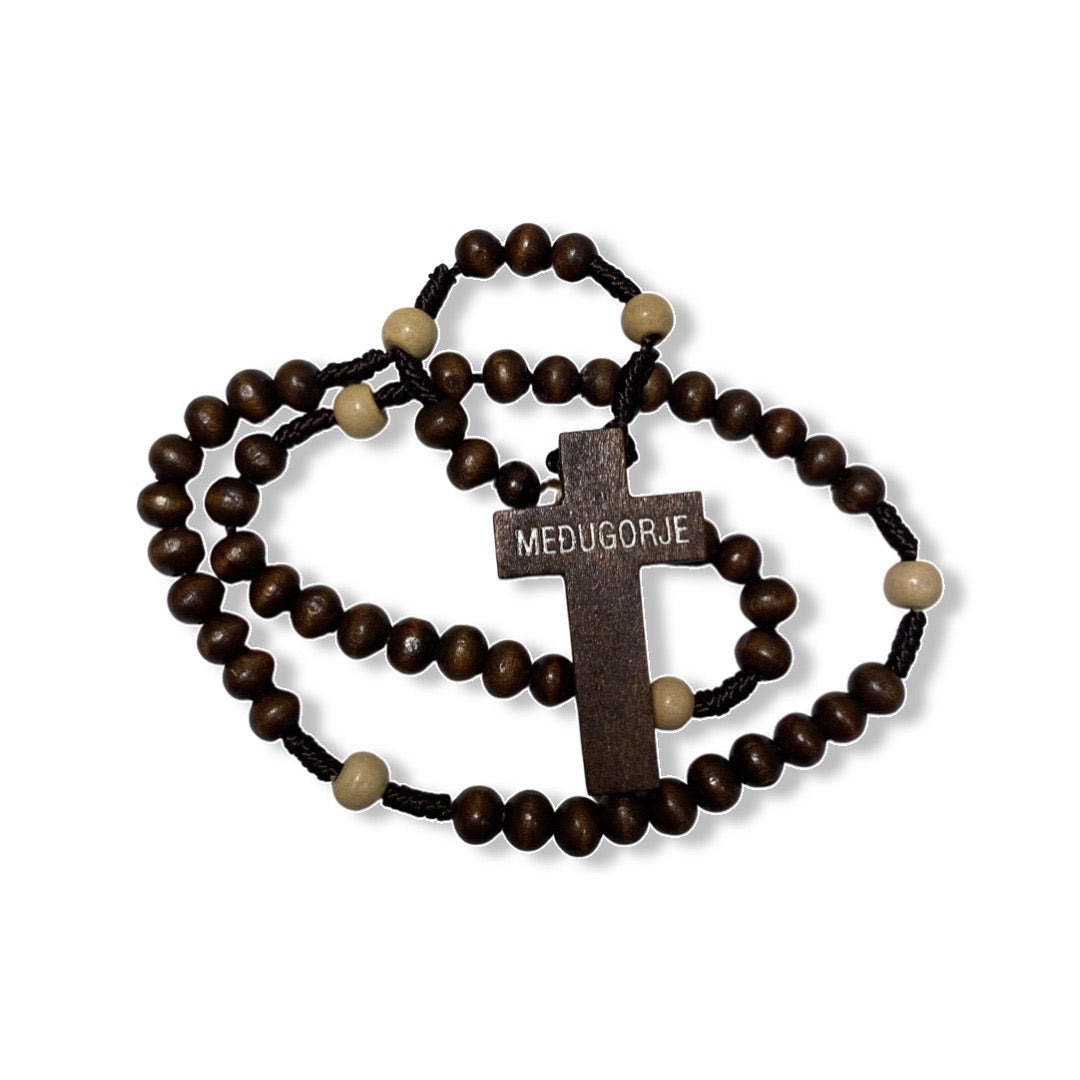 Wooden Queen of Peace String Rosary
