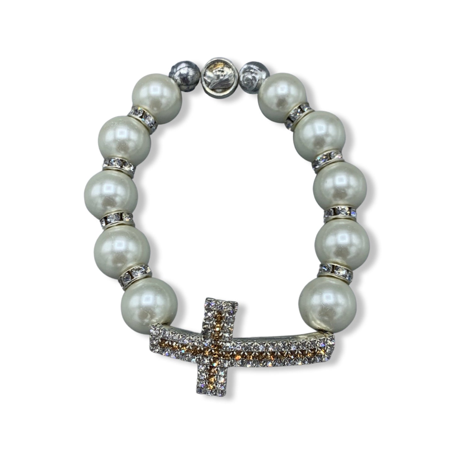 Imitation Pearl Bracelet with Rhinestone Cross of Assorted Styles