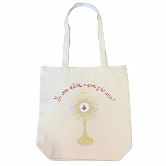 Embroidered Eucharistic Heart of Jesus Canvas Bag by SCTJM