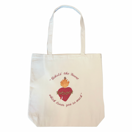 Embroidered Sacred Heart Canvas Bag by SCTJM