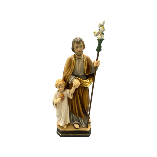 St. Joseph with Jesus as Boy - Wood Carved Statue
