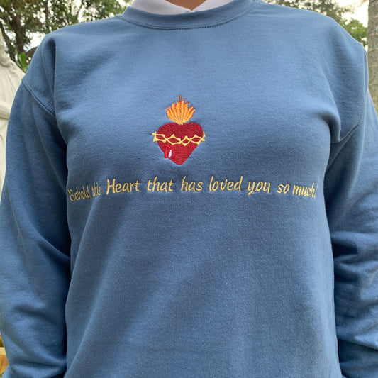 "Behold This Heart" Embroidered Crewneck Sweater by SCTJM