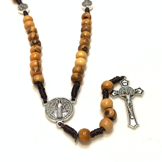 Olive Wood Rosary with St. Benedict Medals