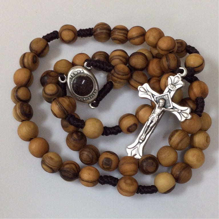 Olive Wood Our Lady of Tenderness Cord Rosary