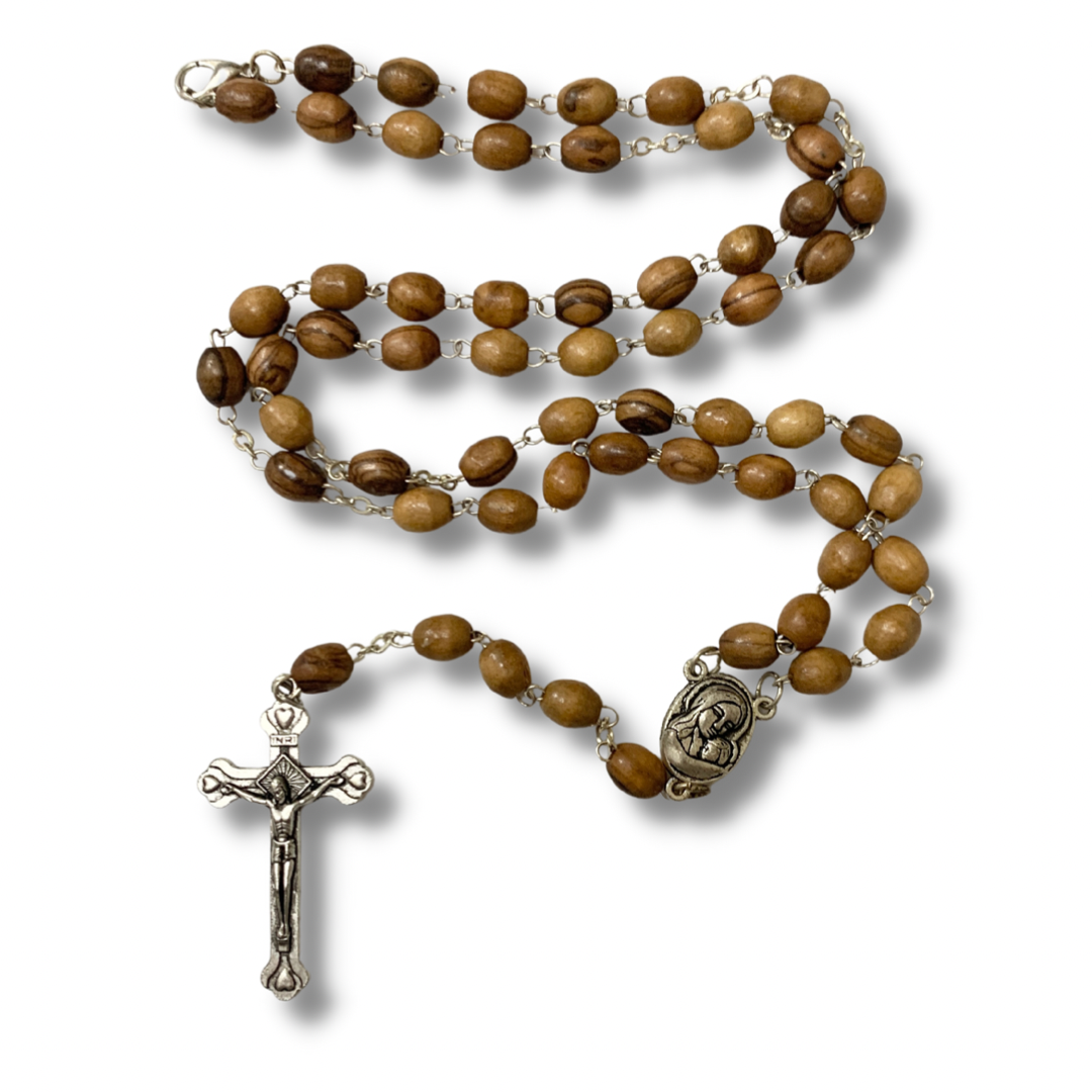 Oval Olive Wood Our Lady of Tenderness Rosary