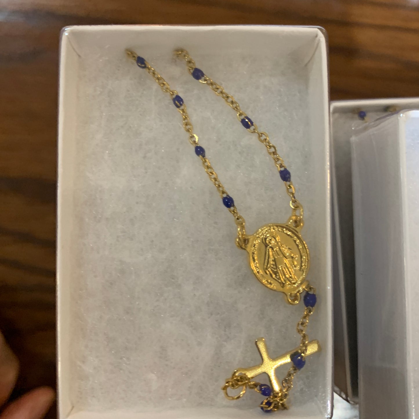 Gold Miraculous Medal Rosary Necklace