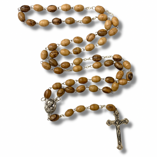 Oval Olive Wood Our Lady of Tenderness Rosary