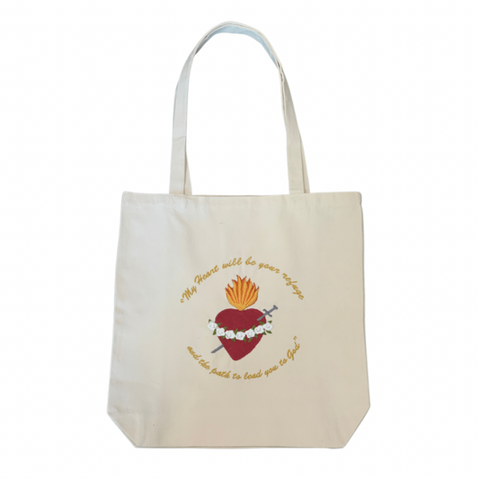 Embroidered Immaculate Heart of Mary Canvas Bag by SCTJM