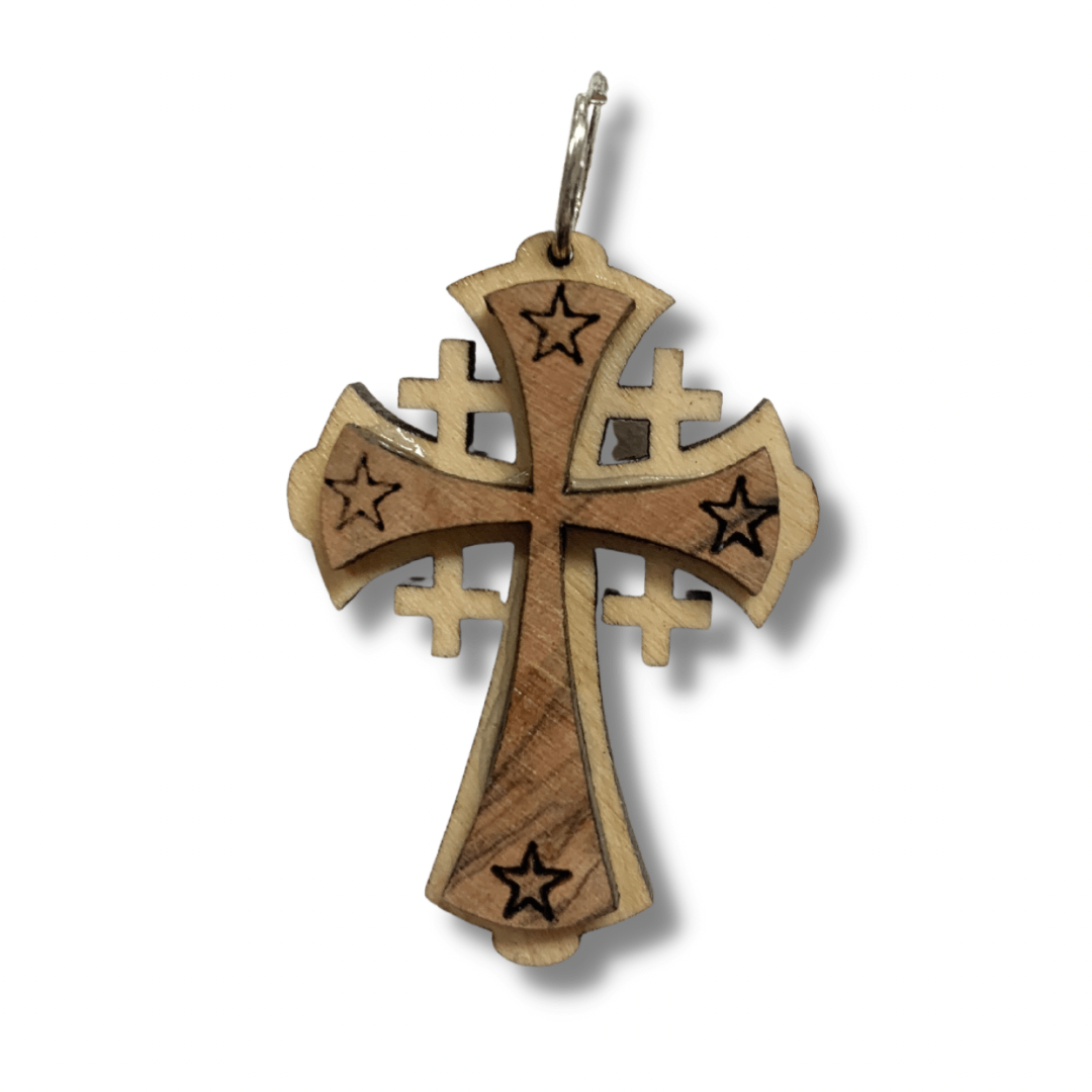Jerusalem Olive Wood Cross Pendant