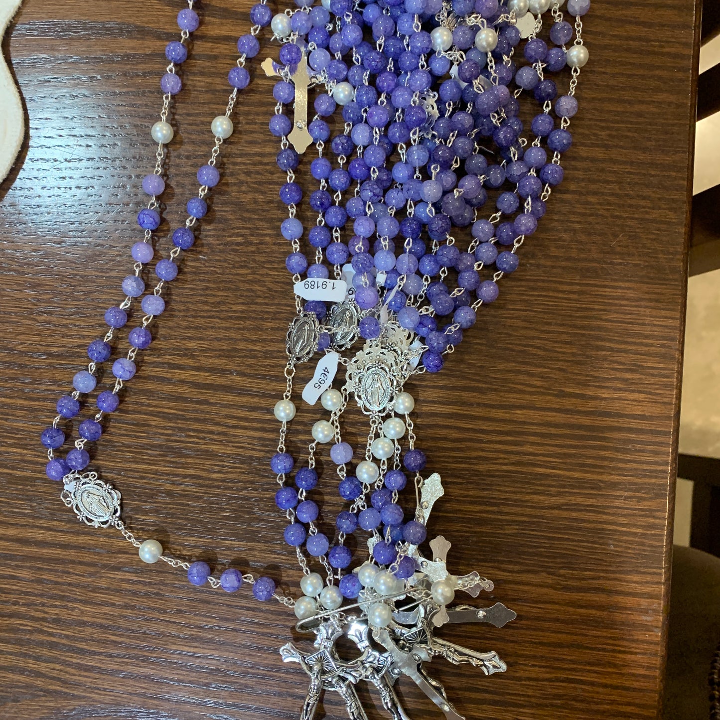 Marble Miraculous Medal Rosary