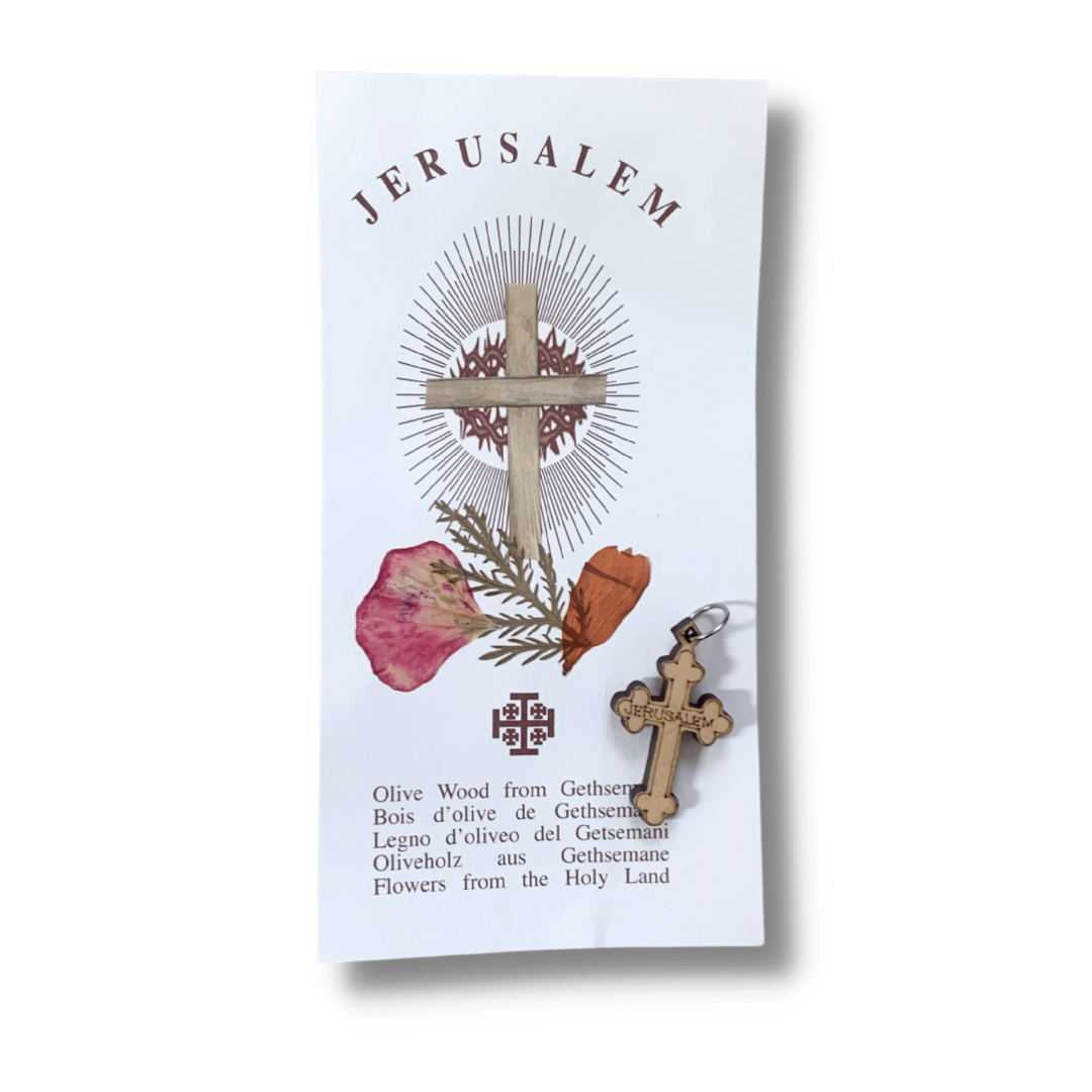 Olive Wood Budded Cross Pendant
