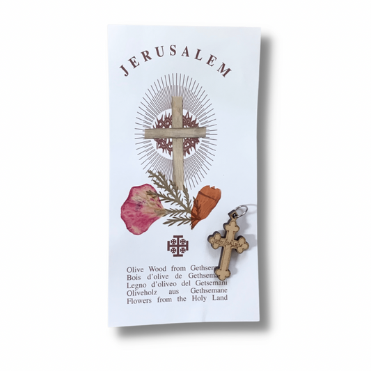 Olive Wood Budded Cross Pendant