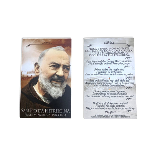 Multilingual Padre Pio Holy Card