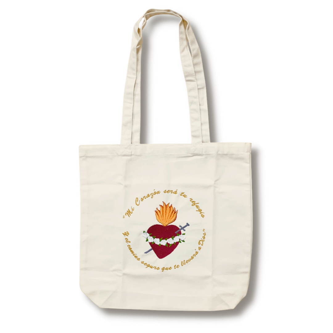 Embroidered Immaculate Heart of Mary Canvas Bag by SCTJM