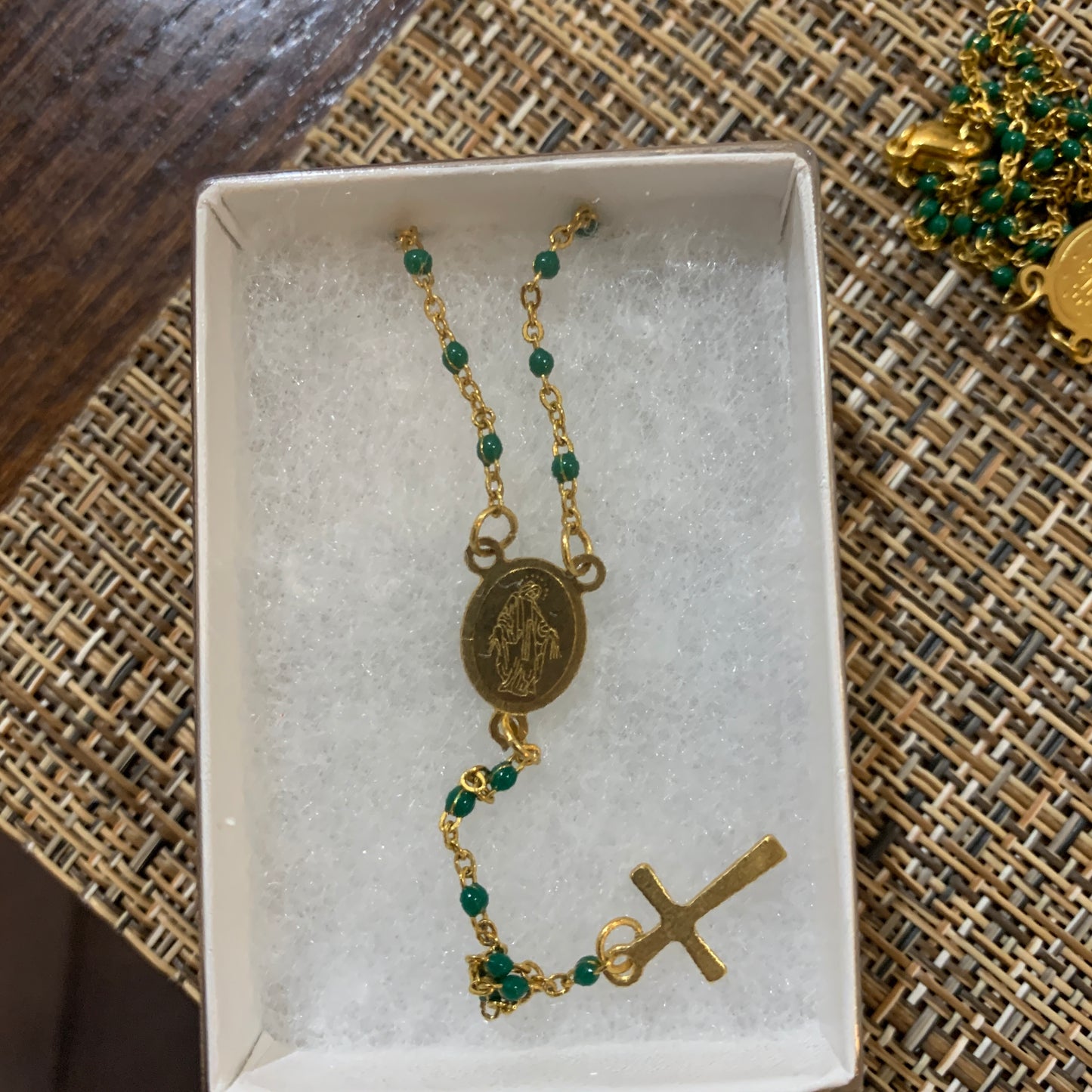 Gold Miraculous Medal Rosary Necklace