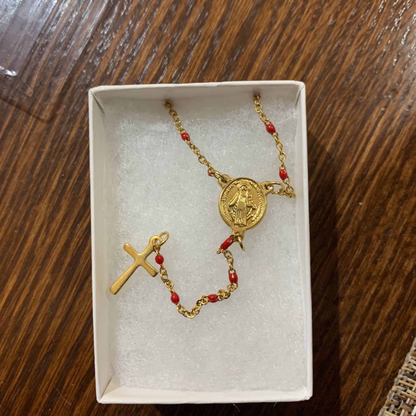 Gold Miraculous Medal Rosary Necklace