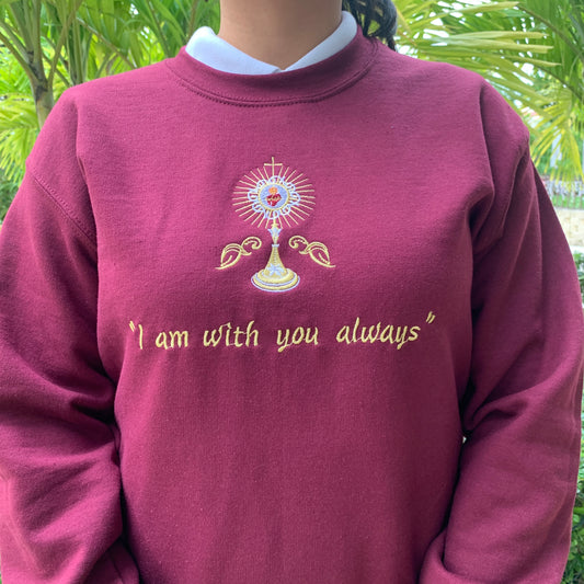 "I Am With You Always" Embroidered Crewneck Sweater by SCTJM