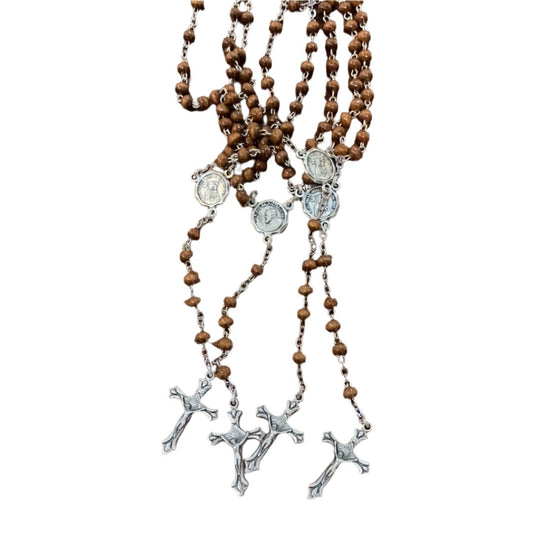 Tiny Padre Pio Wood Chain Rosary