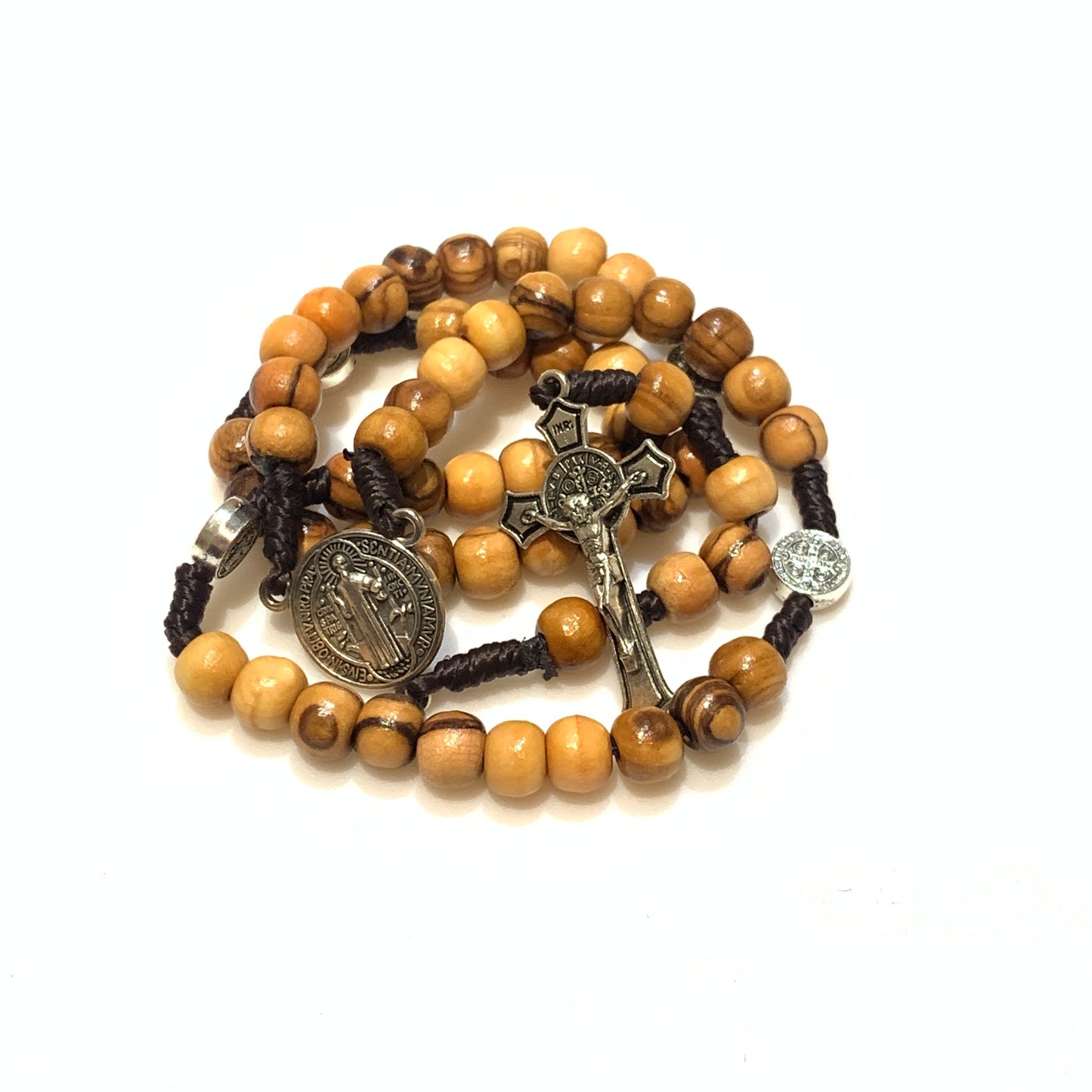 Olive Wood Rosary with St. Benedict Medals