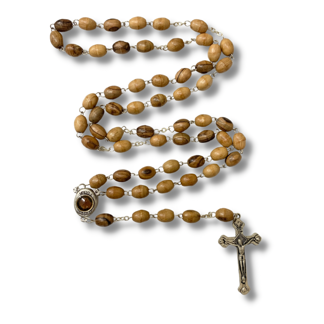 Oval Olive Wood Our Lady of Tenderness Rosary