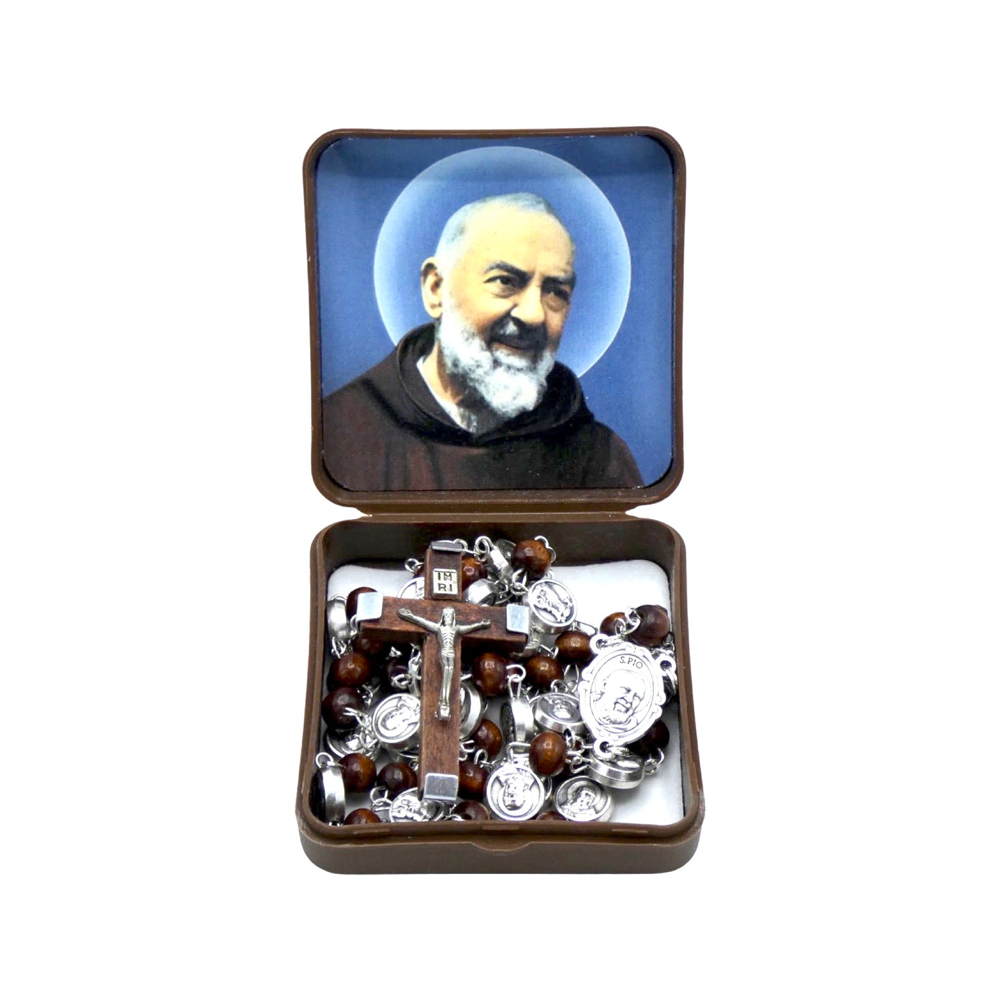 Padre Pio Medals Rosary with Relic