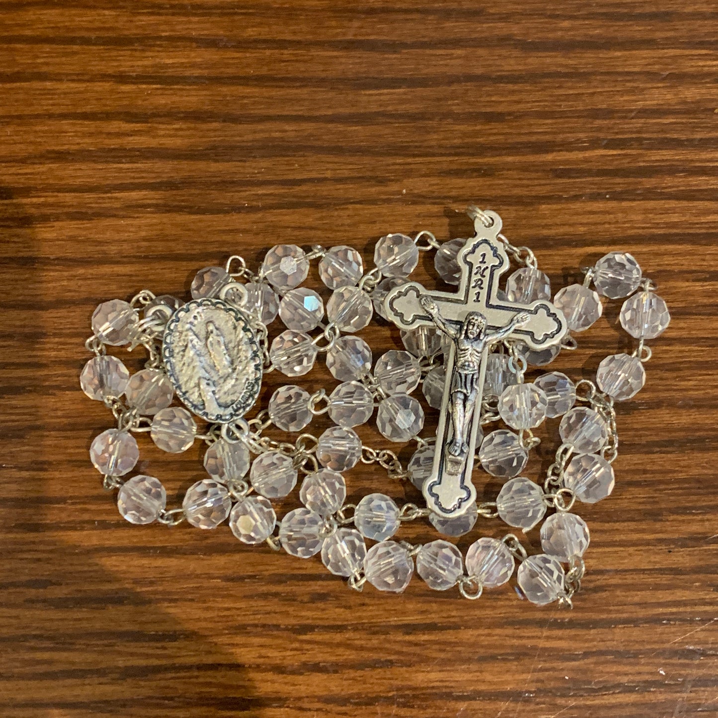 Thin Cut Crystal Lourdes Rosary