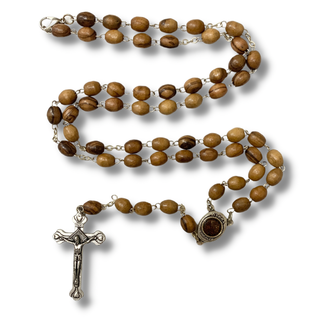 Oval Olive Wood Our Lady of Tenderness Rosary