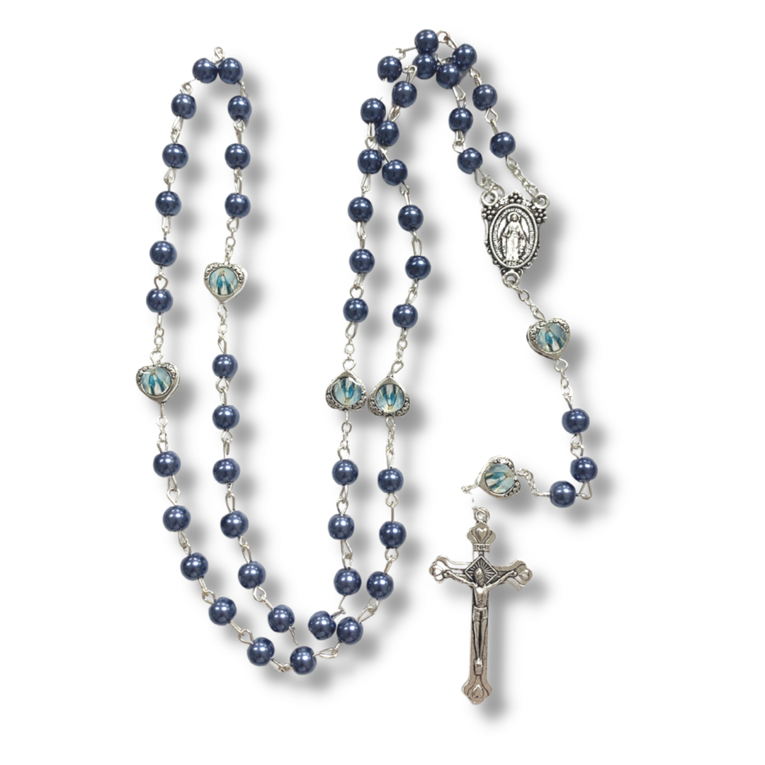 Imitation Pearl Miraculous Medal Rosary