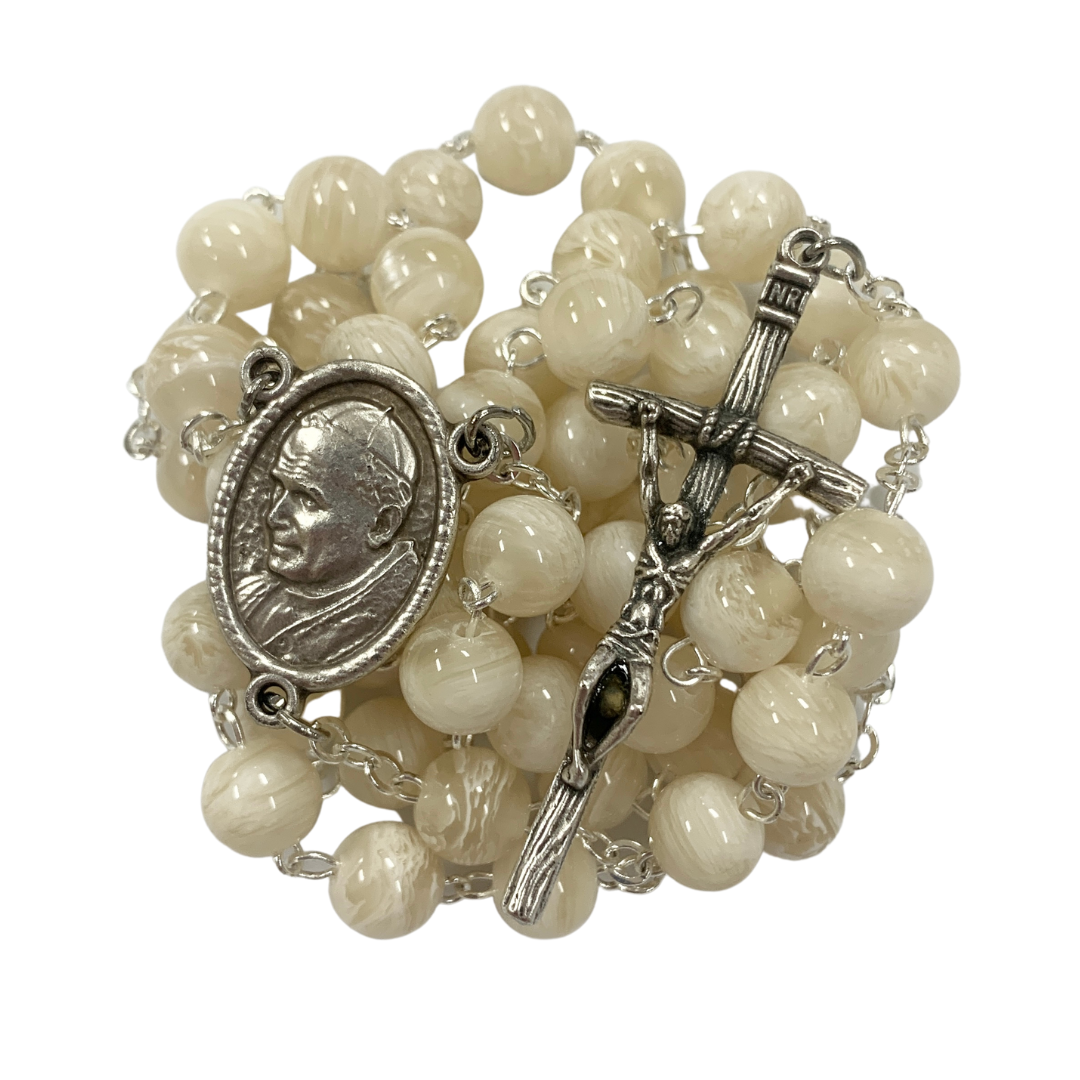 St. John Paul II Rosary with Relic and Pouch