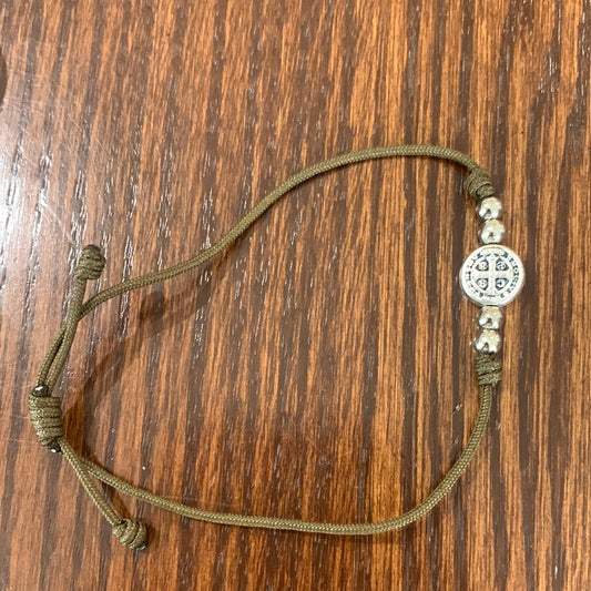 Cord Bracelet with St. Benedict Medal of Assorted Colors
