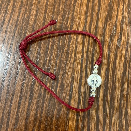 Cord Bracelet with Miraculous Medal of Assorted Colors